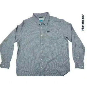 Columbia Button down Blue Houndstooth check 2XL Cotton blend stretch